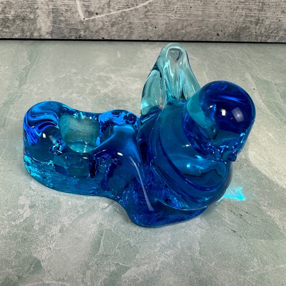 Bluebird of Happiness Ron Ray 1990 hand blown votive holder signed - Picture 2 of 8